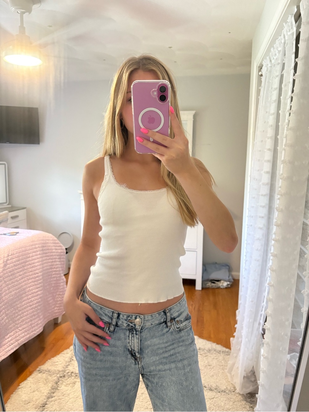 White Brandy Melville Lace Tank